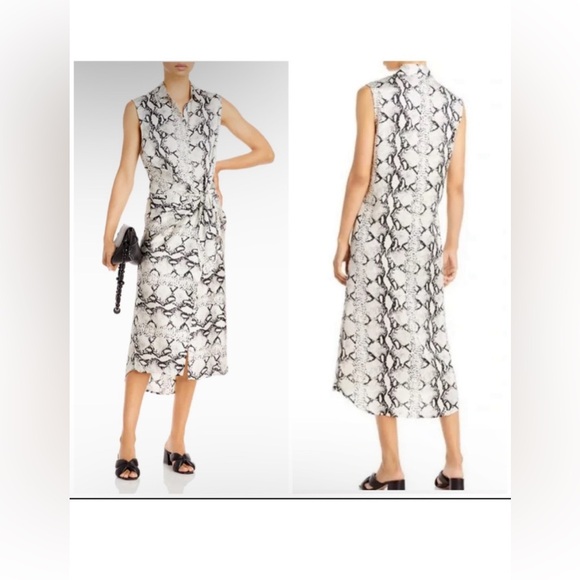 Aqua Animal Python Snake Print Midi Shirt Dress Size Small NWT - Picture 1 of 4